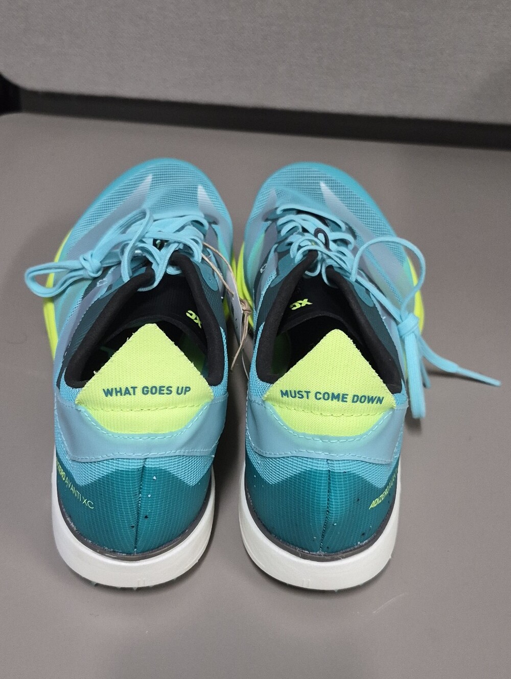 Adidas Unisex Adizero Avanti XC Spikes, Flash Aqua/Zero Met/ Lucid Lemon - Picture 8 of 14